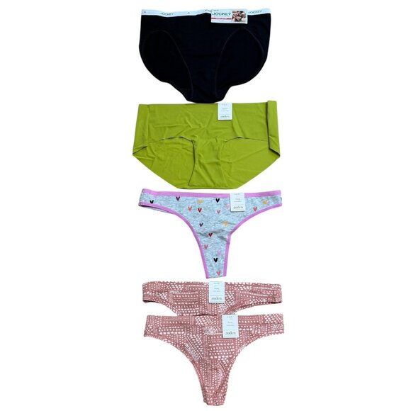 AUDEN UNDERWEAR ASSORTED THONG BRIEF 5 PACK SOLID HEARTS MULTICOLOR SIZE S NEW - Picture 1 of 2